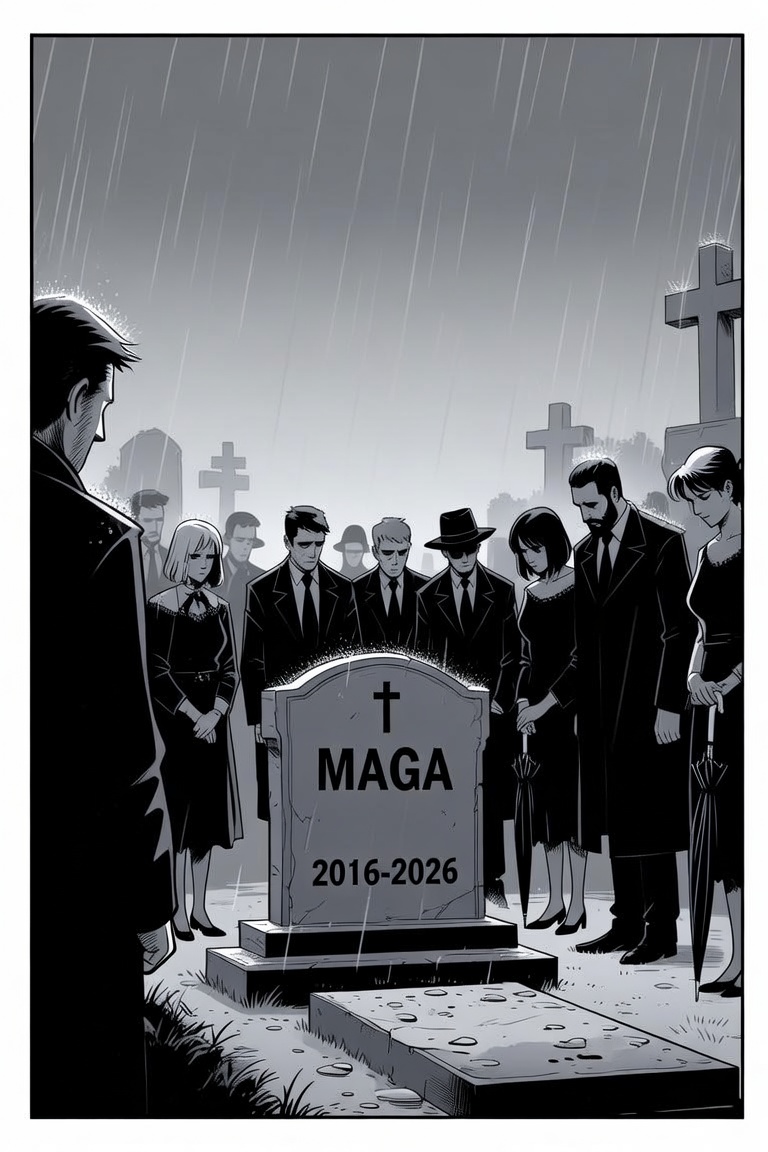 MAGA is dead funeral scene